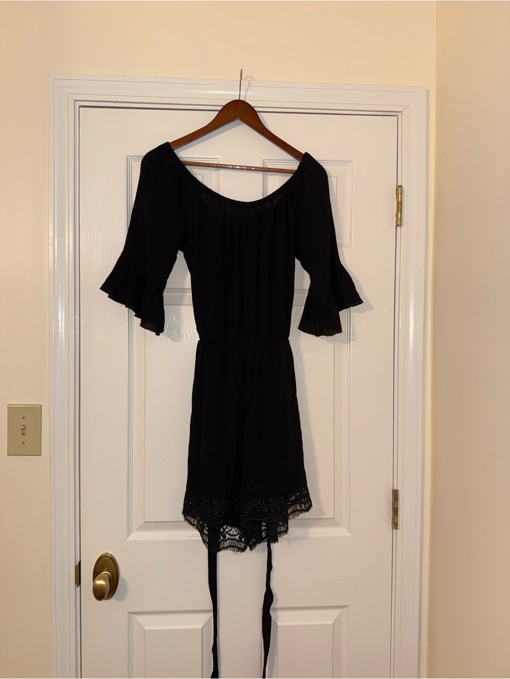 Black Lace-Hem Romper